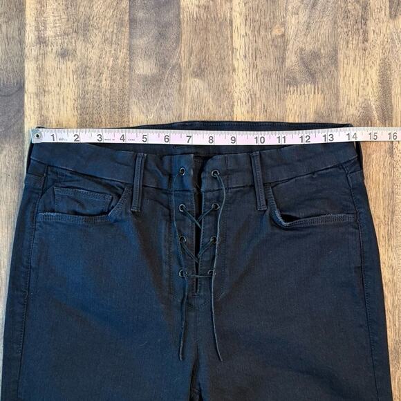 MOTHER High Waisted Lace Up Looker Ankle Not Guilty Denim Jean Black Size 29 - Picture 3 of 10